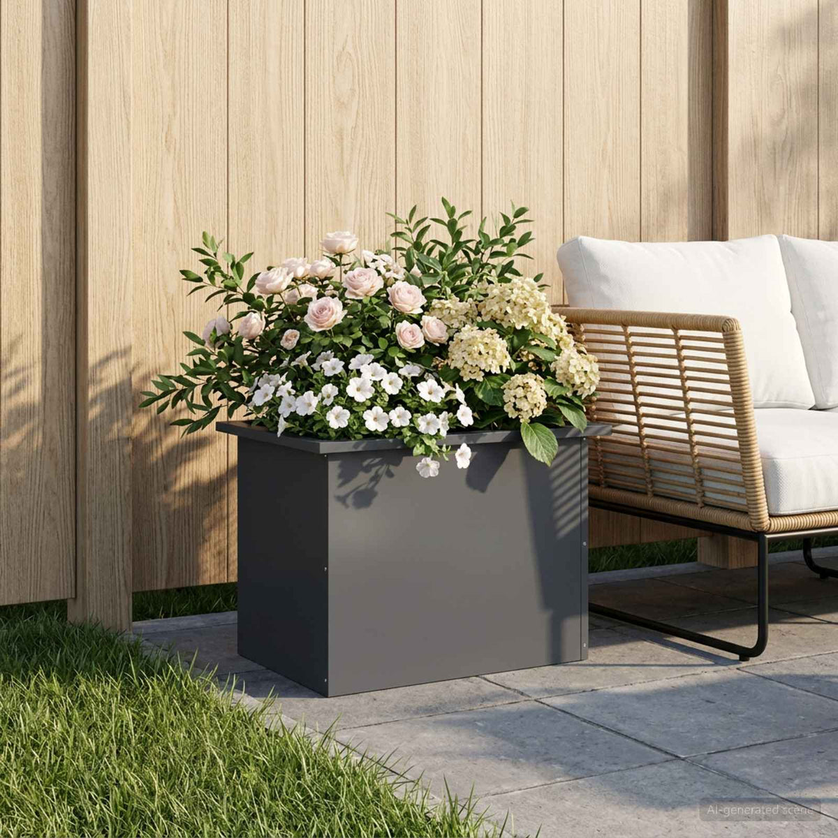 vidaXL Garden Planter with LED Antracite 40 x 60 x 40 cm Steel 3