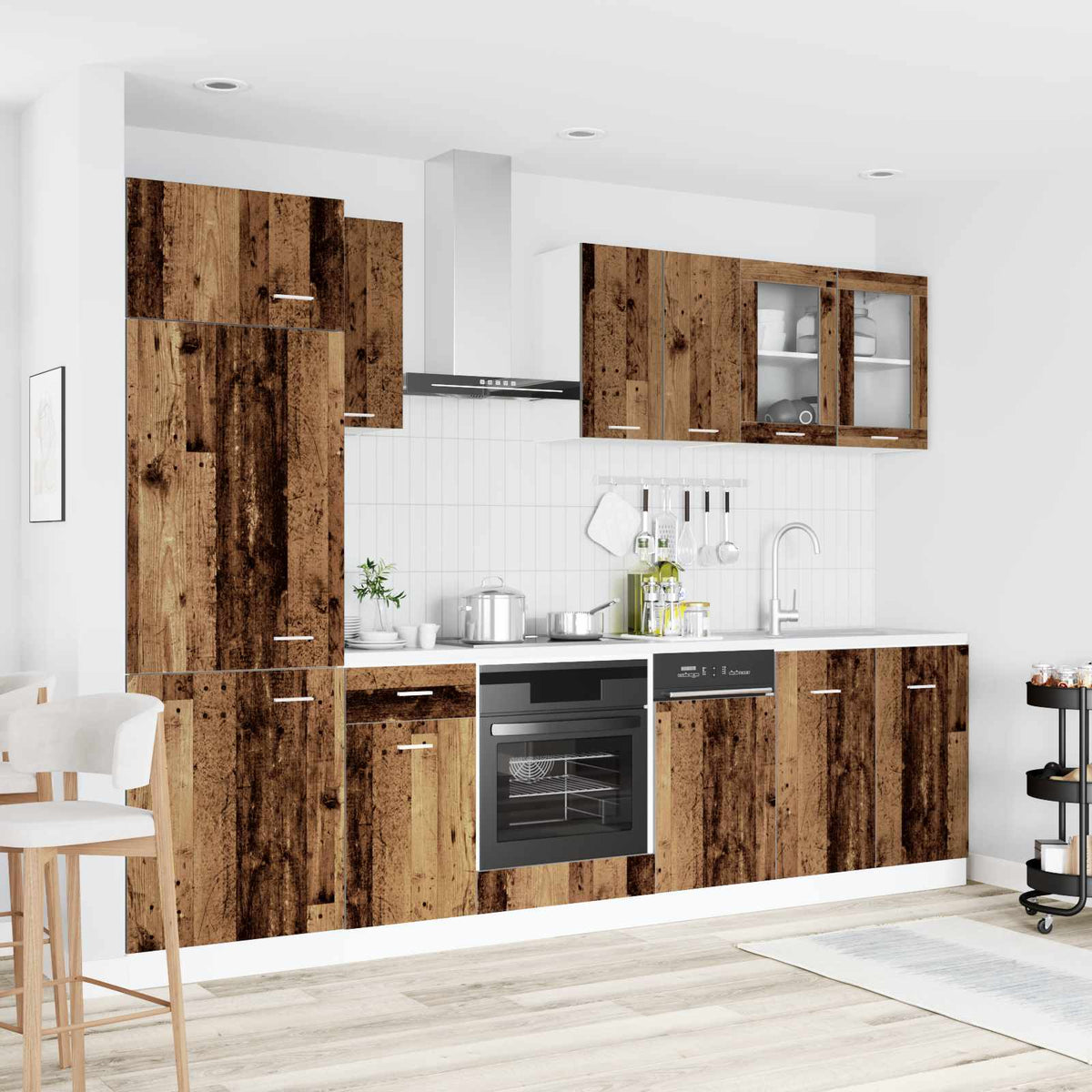 8 Piece Kitchen Cabinet Set Engineered Wood Old wood