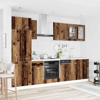 8 Piece Kitchen Cabinet Set Engineered Wood Old wood