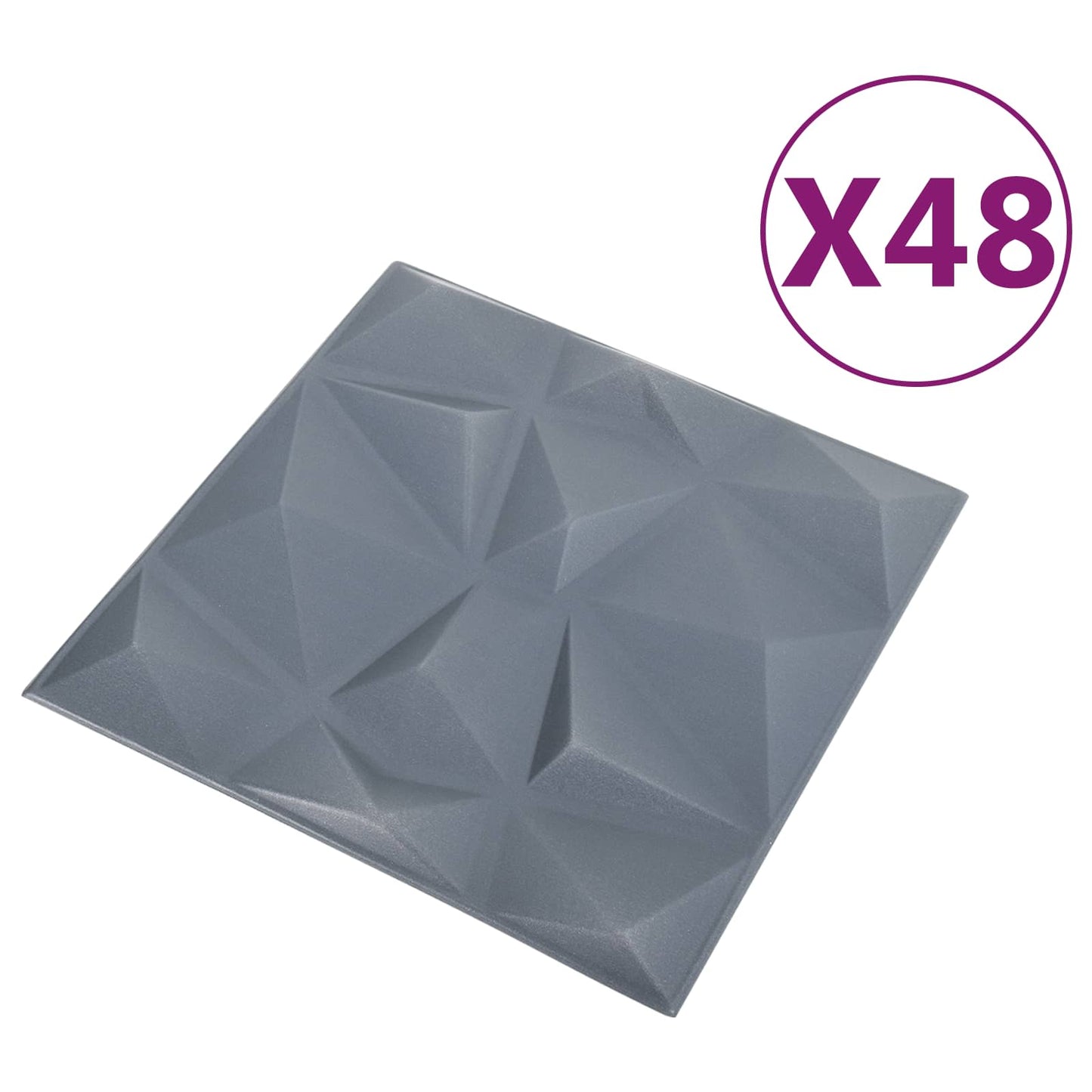 vidaXL Wall Panels 48 pcs 50 x 50 cm Diamond Grey XPS Foam 3