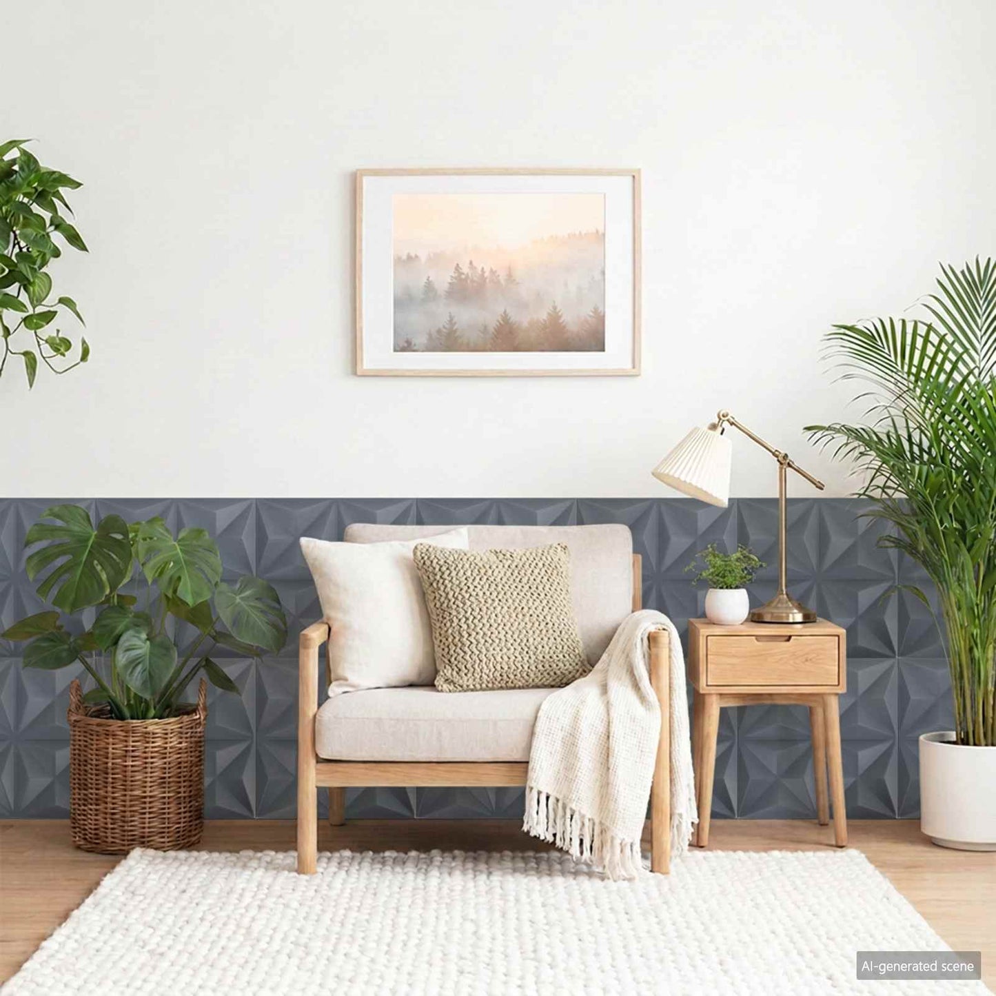 vidaXL Wall Panels 48 pcs 50 x 50 cm Origami Grey XPS Foam 1