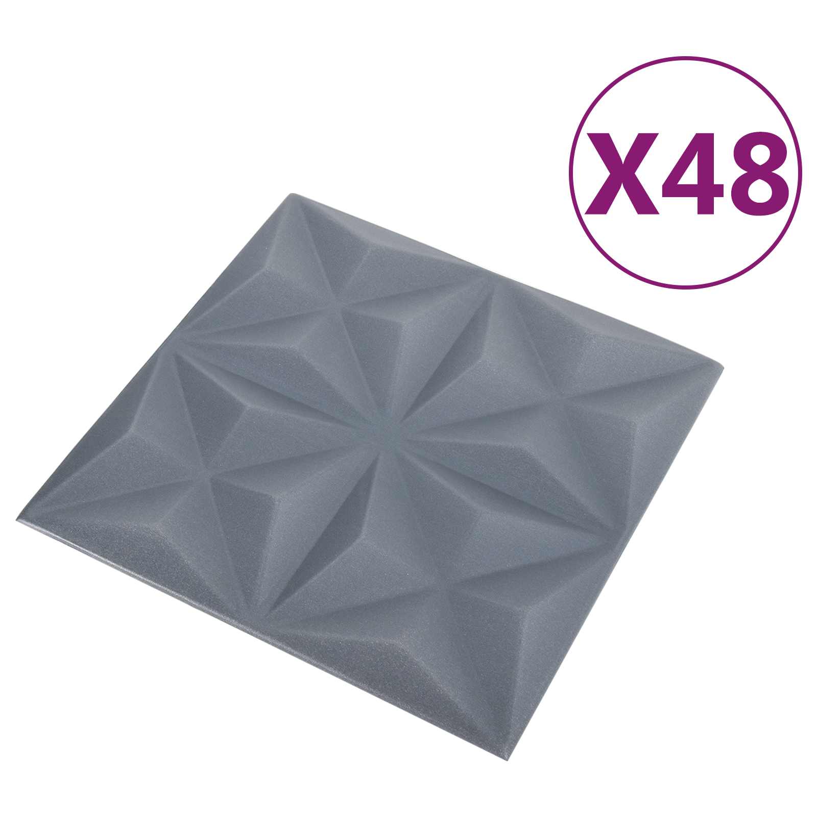 vidaXL Wall Panels 48 pcs 50 x 50 cm Origami Grey XPS Foam 3