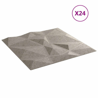 vidaXL Wall Panels 24 pcs 50 x 50 cm Concrete Grey XPS Foam 3