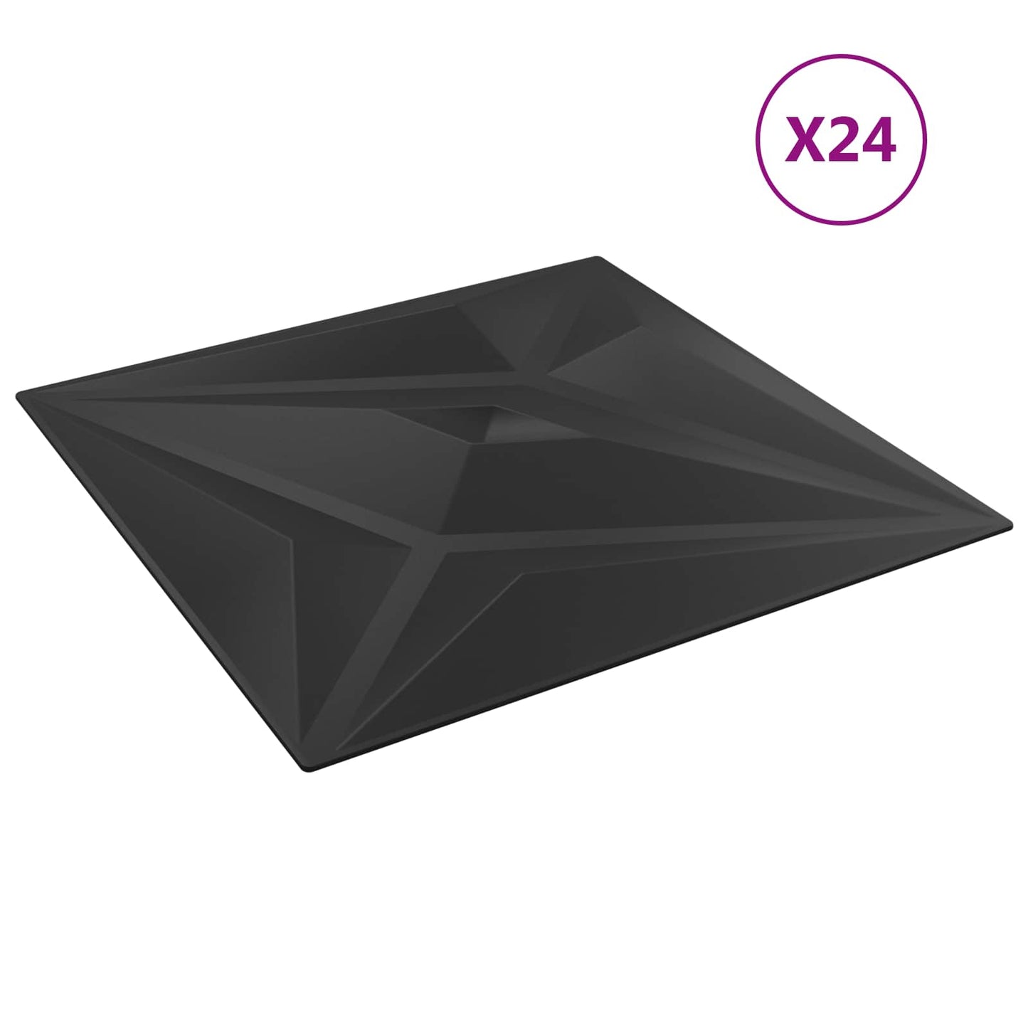 vidaXL Wall Panels 24 pcs 50 x 50 cm Black Star XPS Foam 3