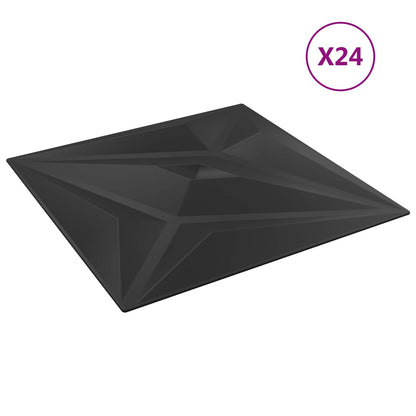 vidaXL Wall Panels 24 pcs 50 x 50 cm Black Star XPS Foam 3