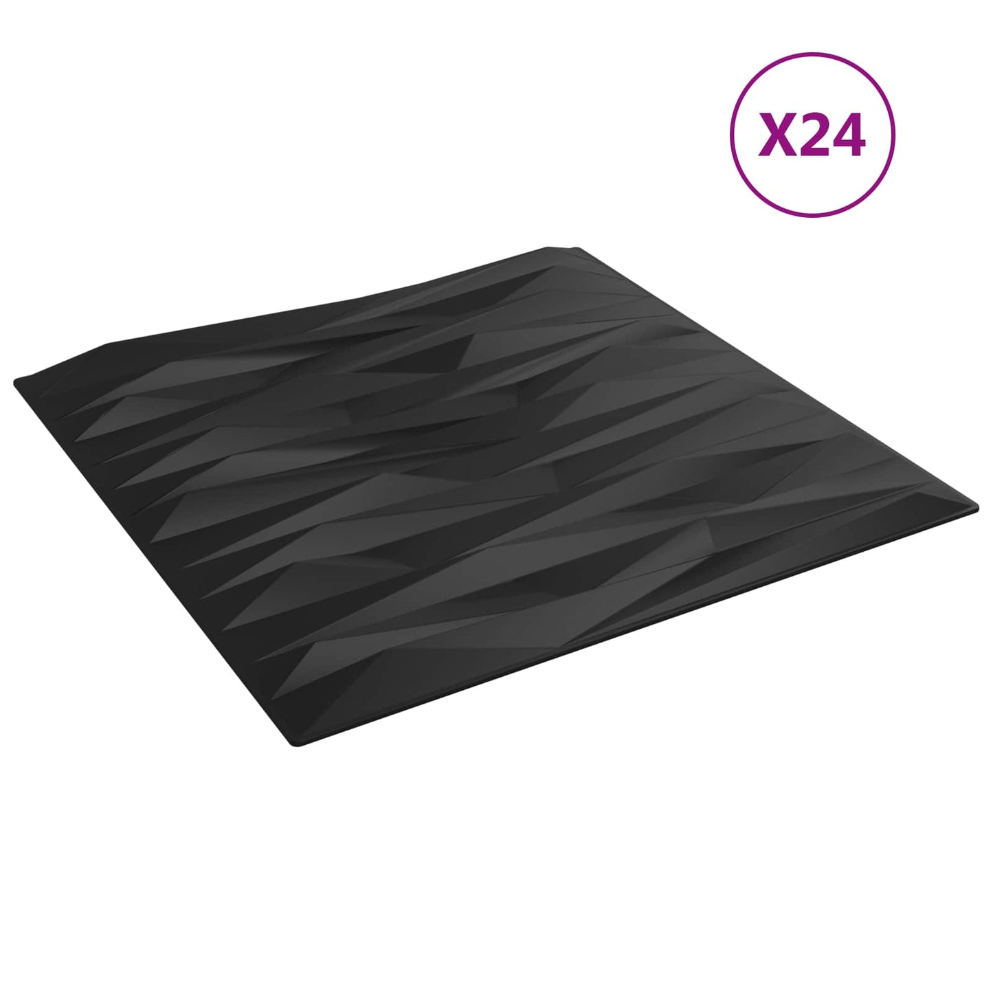 vidaXL Wall Panels 24 pcs 50 x 50 cm Black Stone XPS Foam 3
