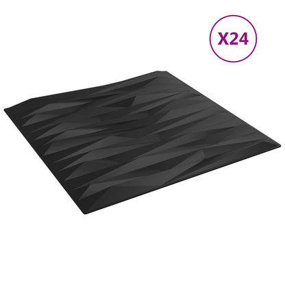 vidaXL Wall Panels 24 pcs 50 x 50 cm Black Stone XPS Foam 3