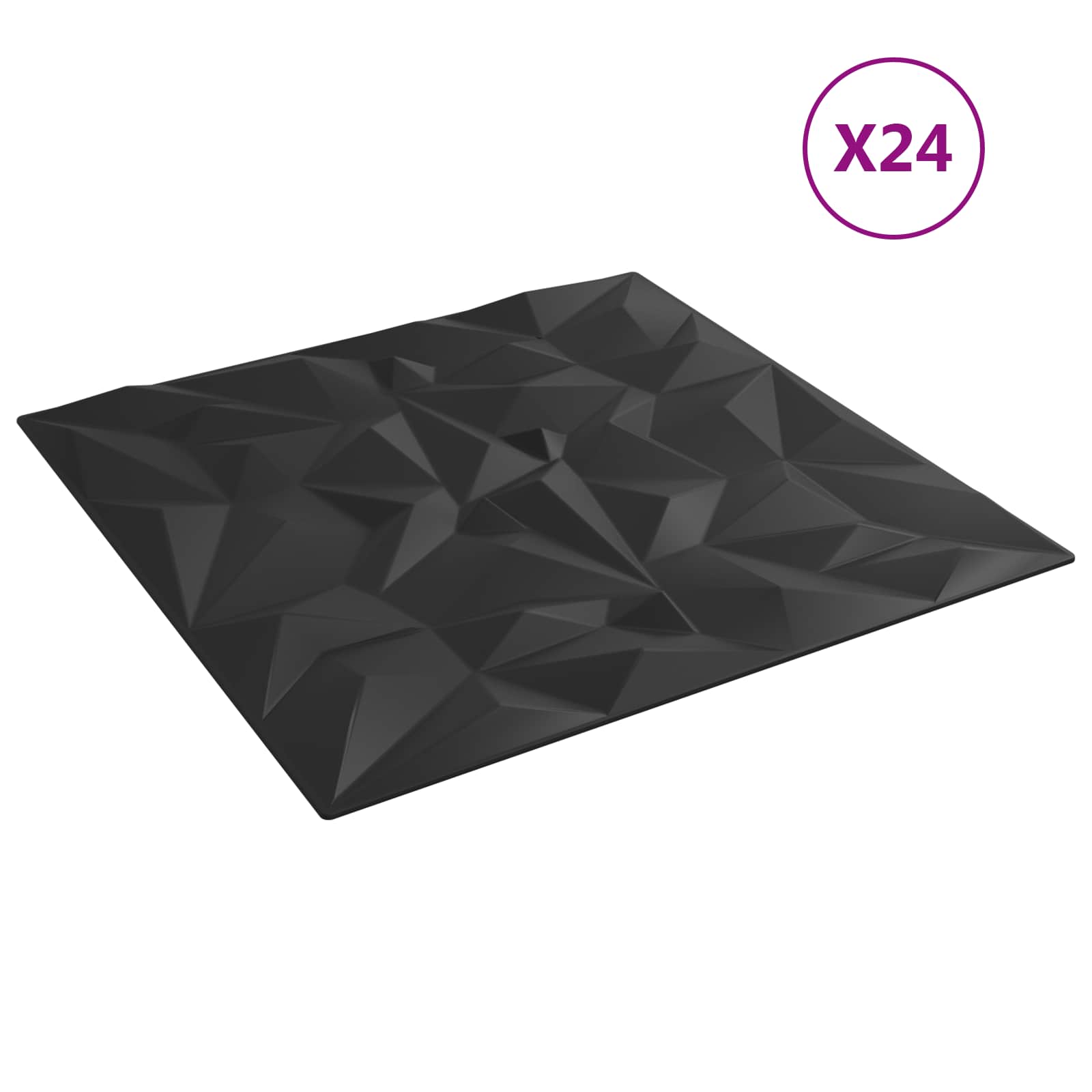 vidaXL Wall Panels 24 pcs 50 x 50 cm Black XPS Foam 3