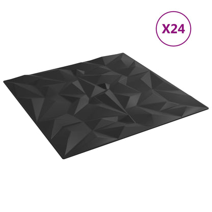 vidaXL Wall Panels 24 pcs 50 x 50 cm Black XPS Foam 3