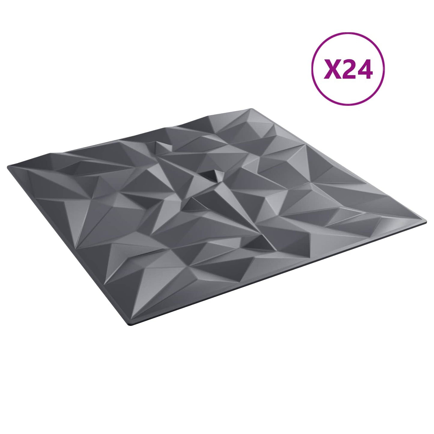vidaXL Wall Panels 24 pcs 50 x 50 cm Amethyst Grey XPS Foam 3