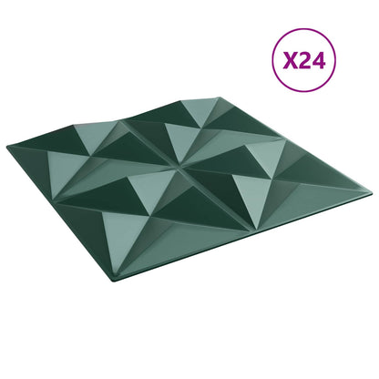 vidaXL Wall Panels 24 pcs 50 x 50 cm Origami Green XPS Foam 3