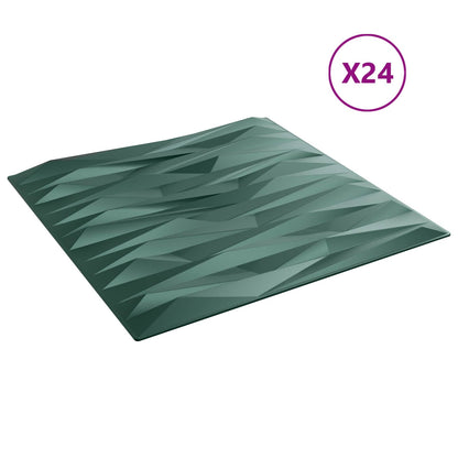 vidaXL Wall Panels 24 pcs 50 x 50 cm Stone Green XPS Foam 3