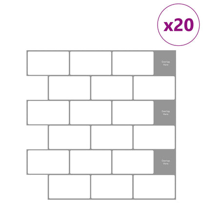 vidaXL Subway Tile 20 pcs White Grey 30 x 30 cm Polyurethane and PET 2