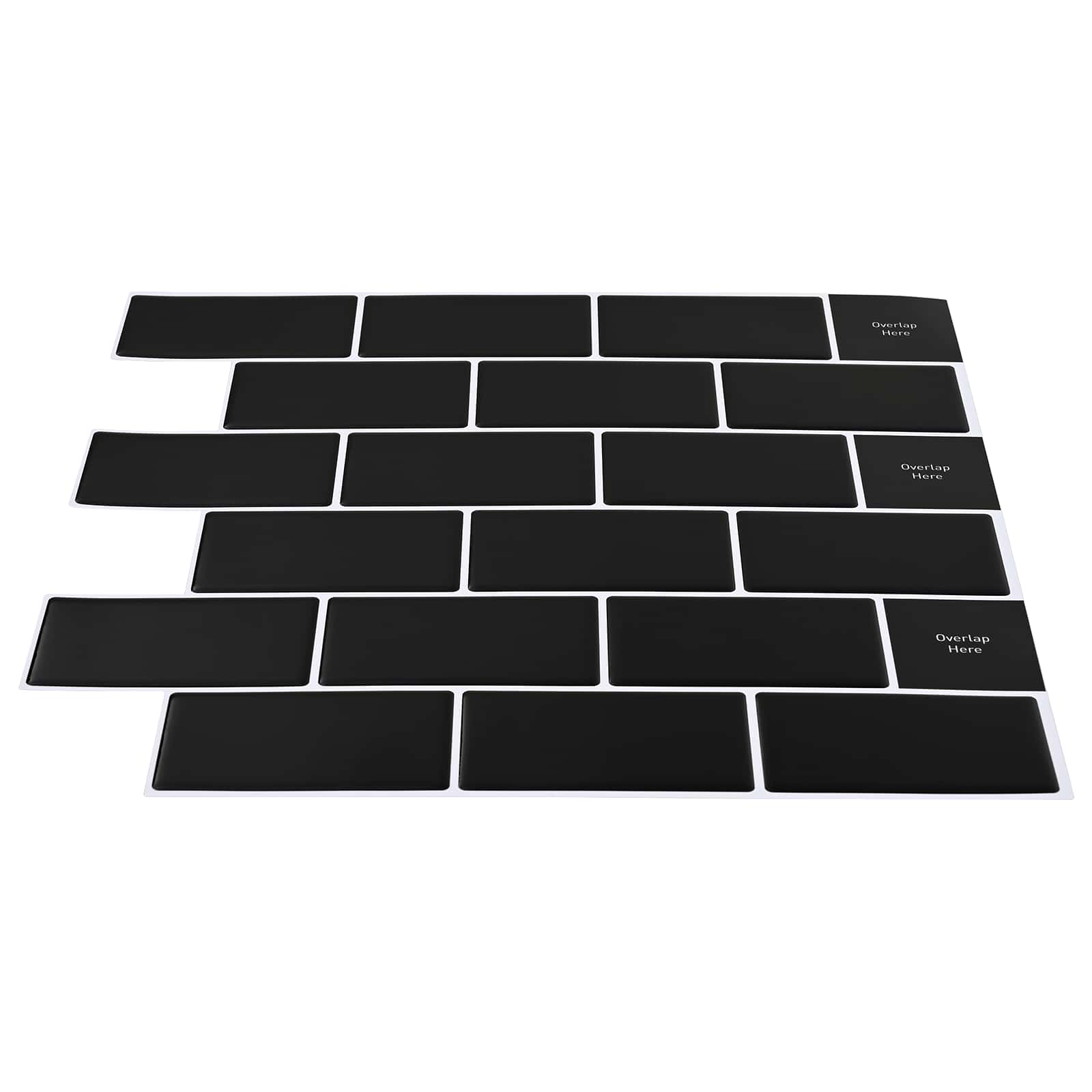 vidaXL Subway Tile 20 pcs Black 30 x 30 cm Polyurethane and PET 3