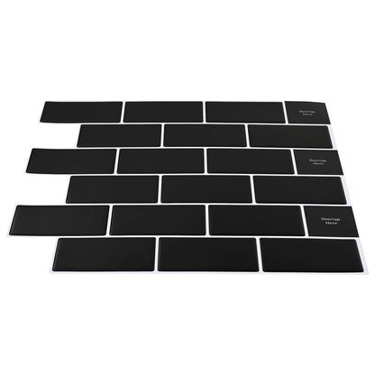 vidaXL Subway Tile 20 pcs Black 30 x 30 cm Polyurethane and PET 3