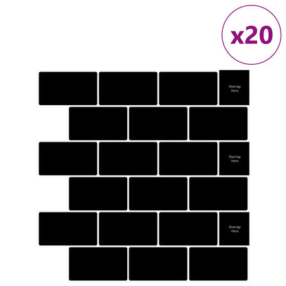 vidaXL Subway Tile 20 pcs Black 30 x 30 cm Polyurethane and PET 2