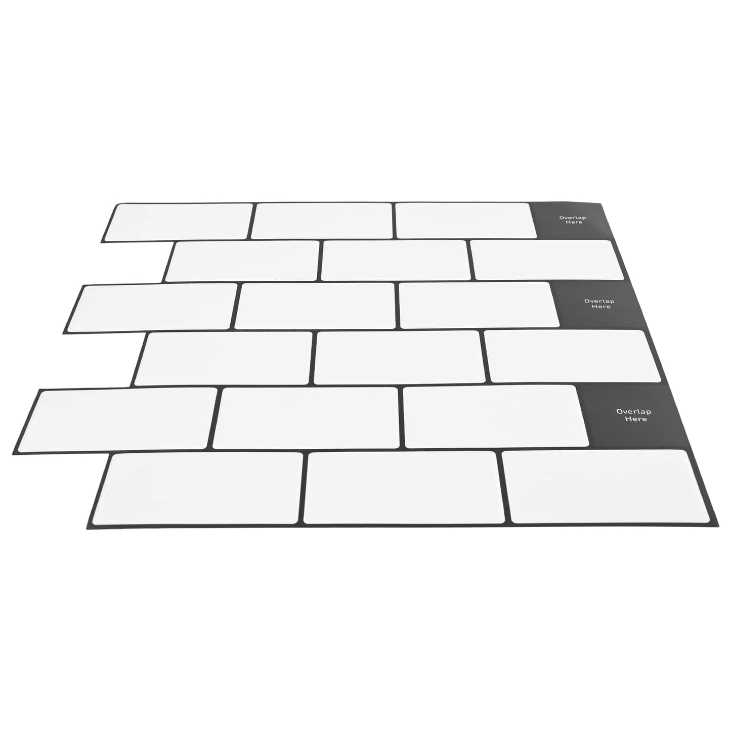 vidaXL Subway Tile 20 pcs White Black 30 x 30 cm Polyurethane and PET 3