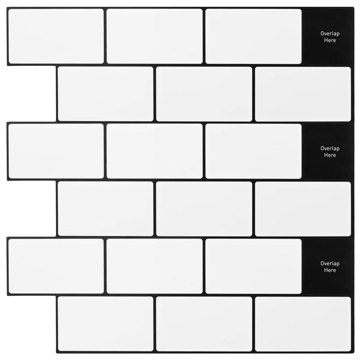 vidaXL Subway Tile 20 pcs White Black 30 x 30 cm Polyurethane and PET 1