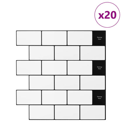 vidaXL Subway Tile 20 pcs White Black 30 x 30 cm Polyurethane and PET 2