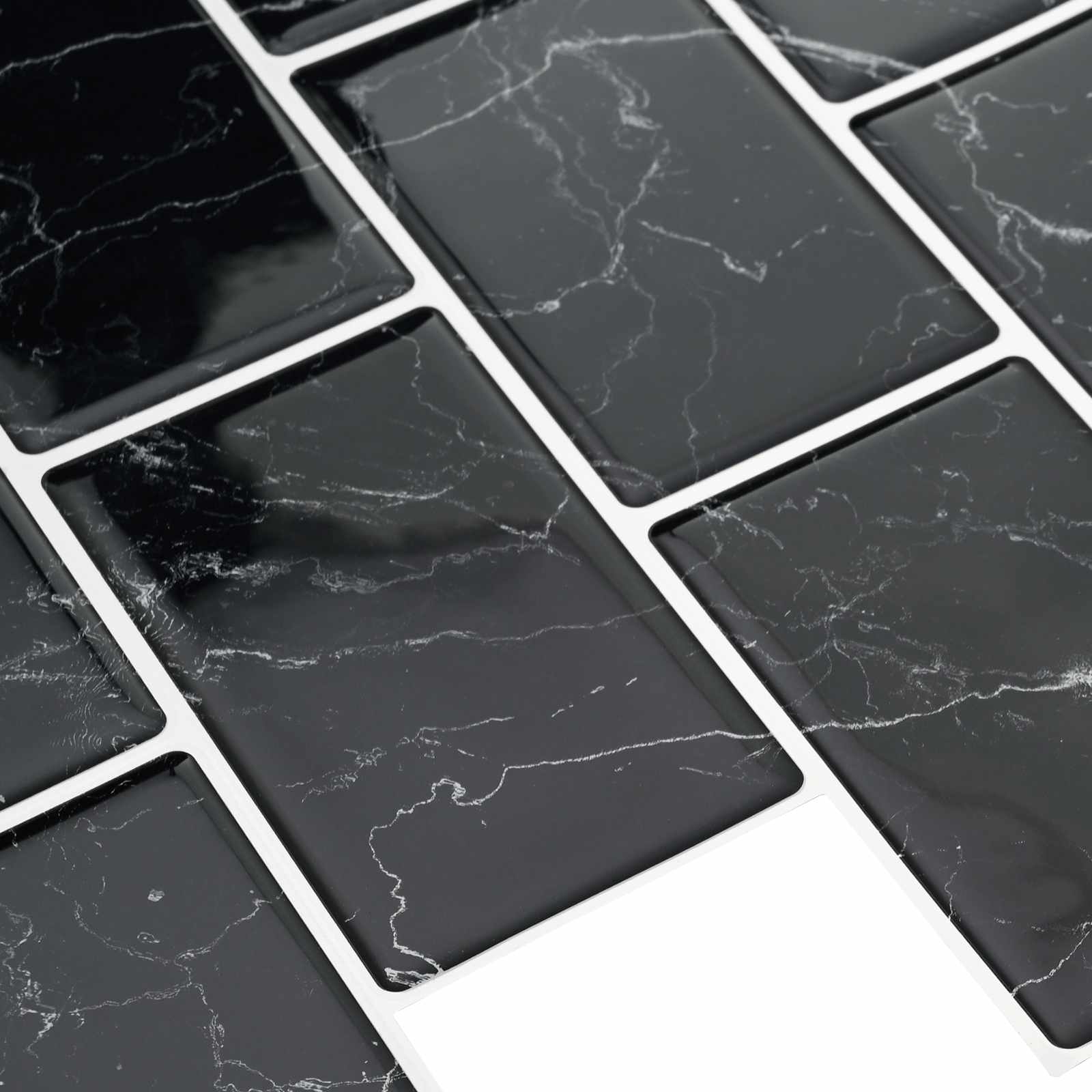 vidaXL Subway Tile 20 pcs Black Marble 30 x 30 cm Polyurethane and PET 4