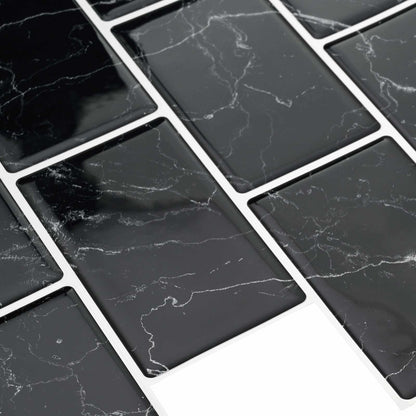 vidaXL Subway Tile 20 pcs Black Marble 30 x 30 cm Polyurethane and PET 4