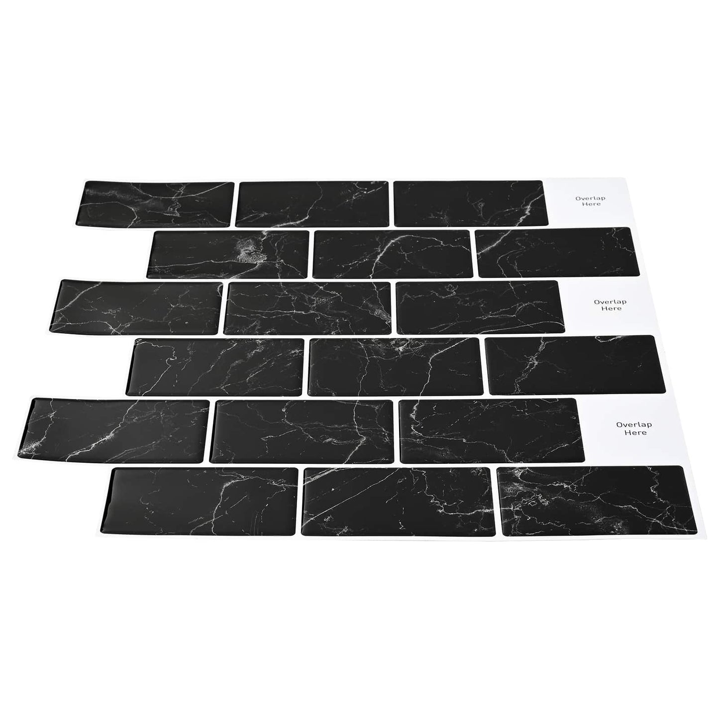 vidaXL Subway Tile 20 pcs Black Marble 30 x 30 cm Polyurethane and PET 3