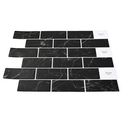 vidaXL Subway Tile 20 pcs Black Marble 30 x 30 cm Polyurethane and PET 3
