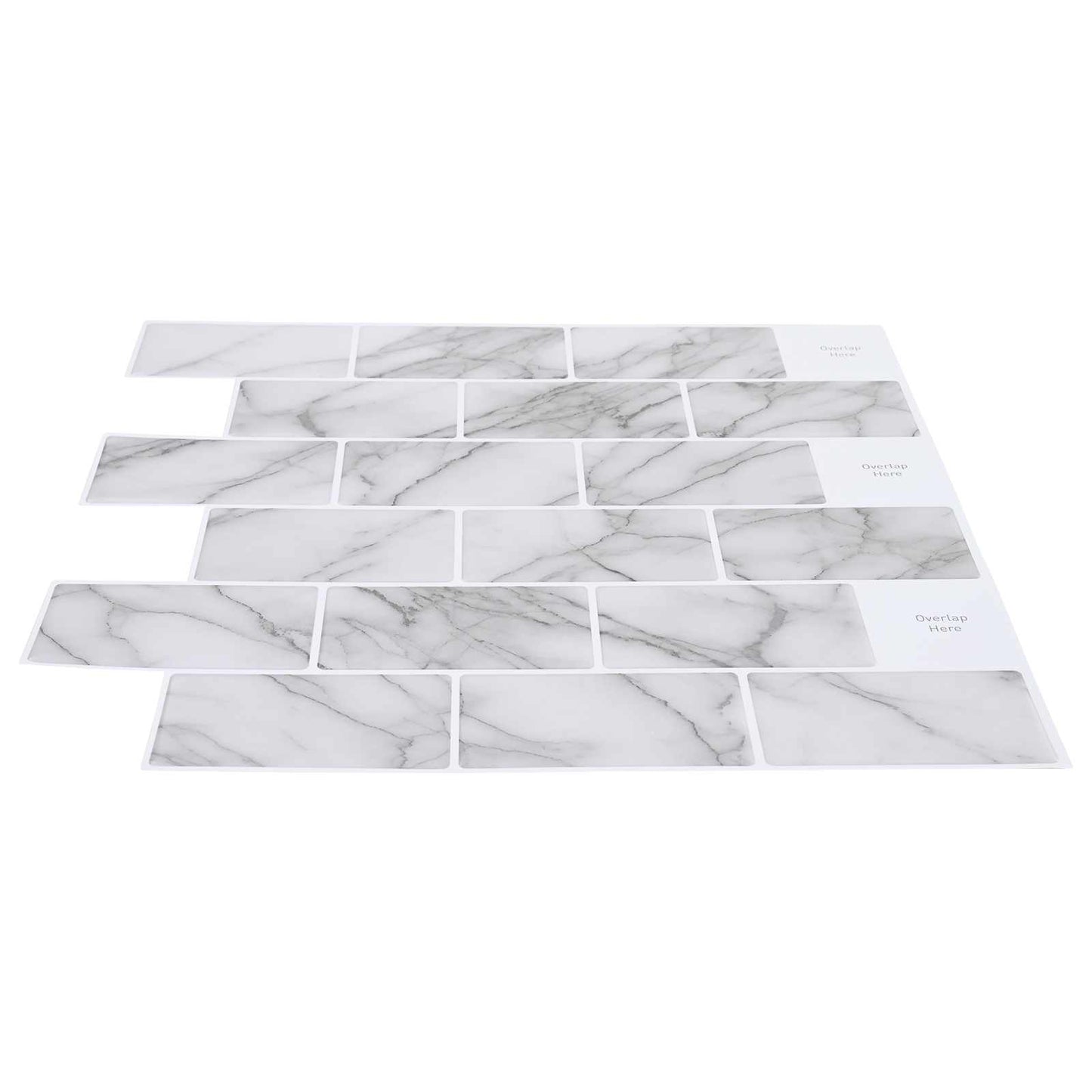 vidaXL Subway Tile 20 pcs White Marble 30 x 30 cm Polyurethane and PET 3