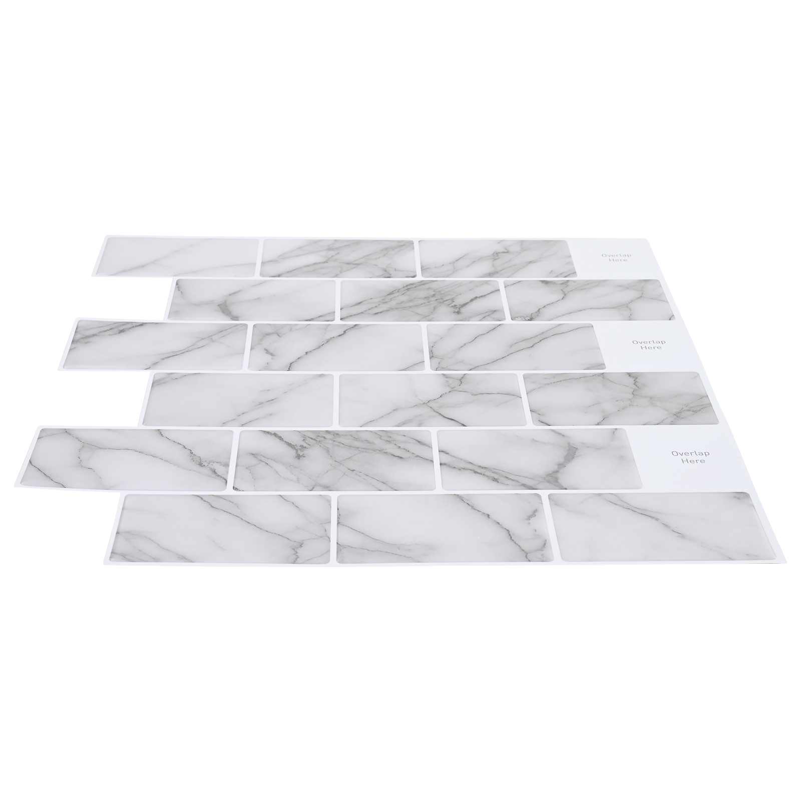 vidaXL Subway Tile 20 pcs White Marble 30 x 30 cm Polyurethane and PET 3