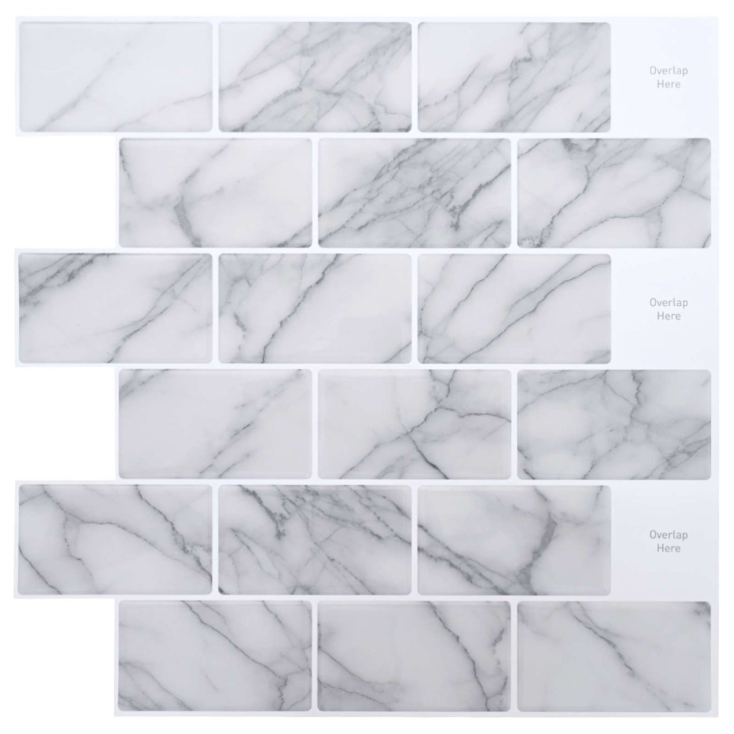 vidaXL Subway Tile 20 pcs White Marble 30 x 30 cm Polyurethane and PET 1