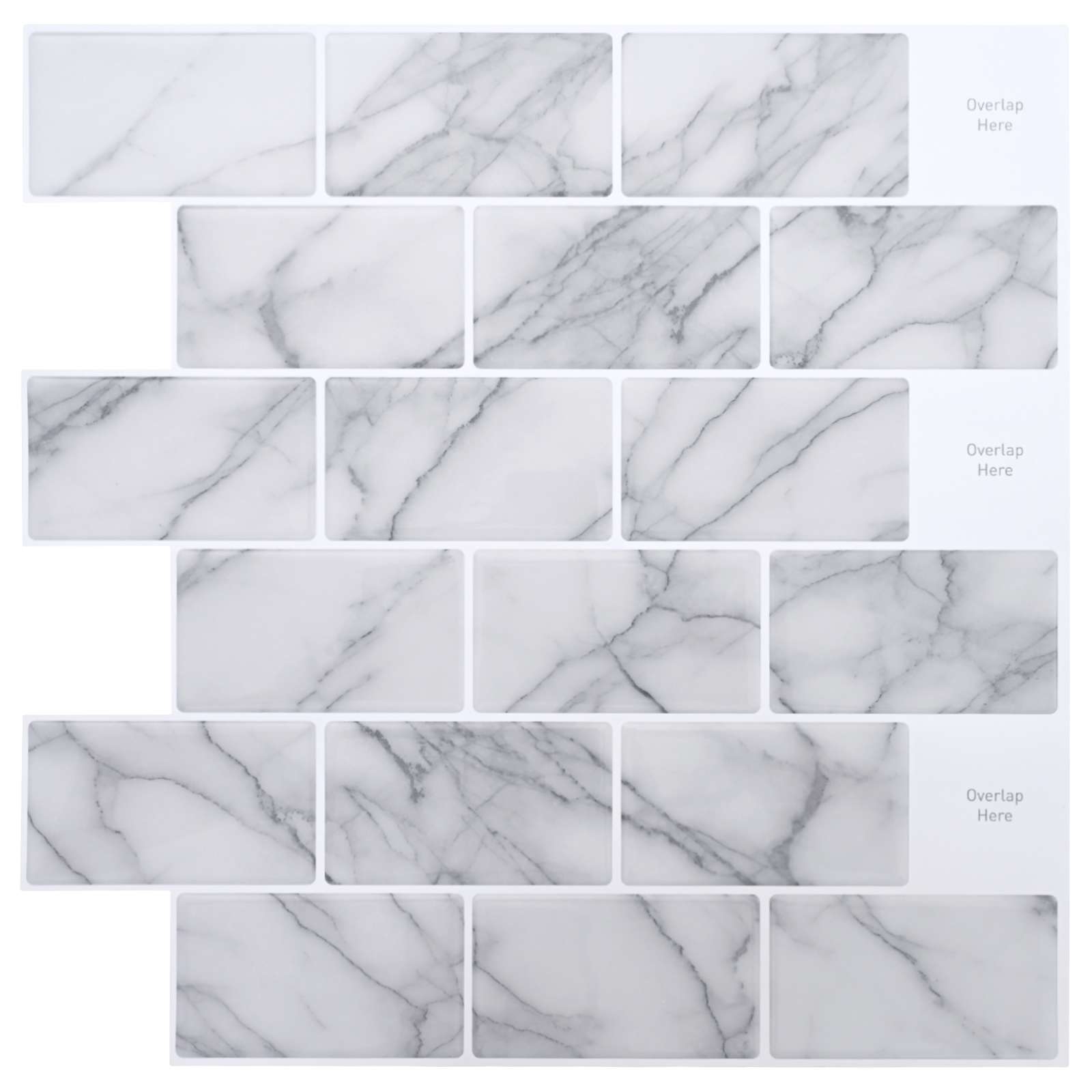 vidaXL Subway Tile 20 pcs White Marble 30 x 30 cm Polyurethane and PET 1