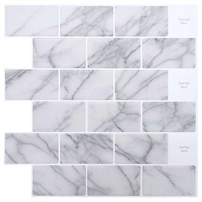 vidaXL Subway Tile 20 pcs White Marble 30 x 30 cm Polyurethane and PET 1