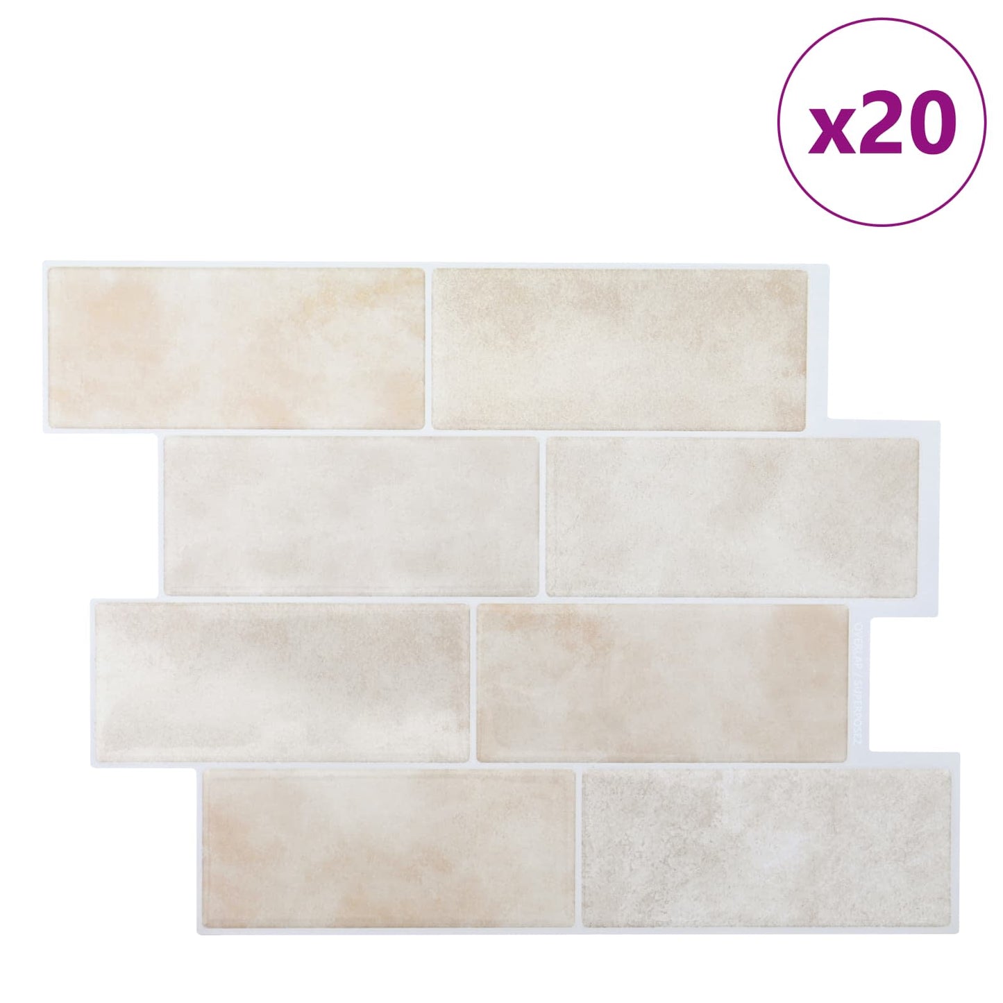 vidaXL Decorative Stickers 20 pcs Beige Marble 29 x 21 cm 2