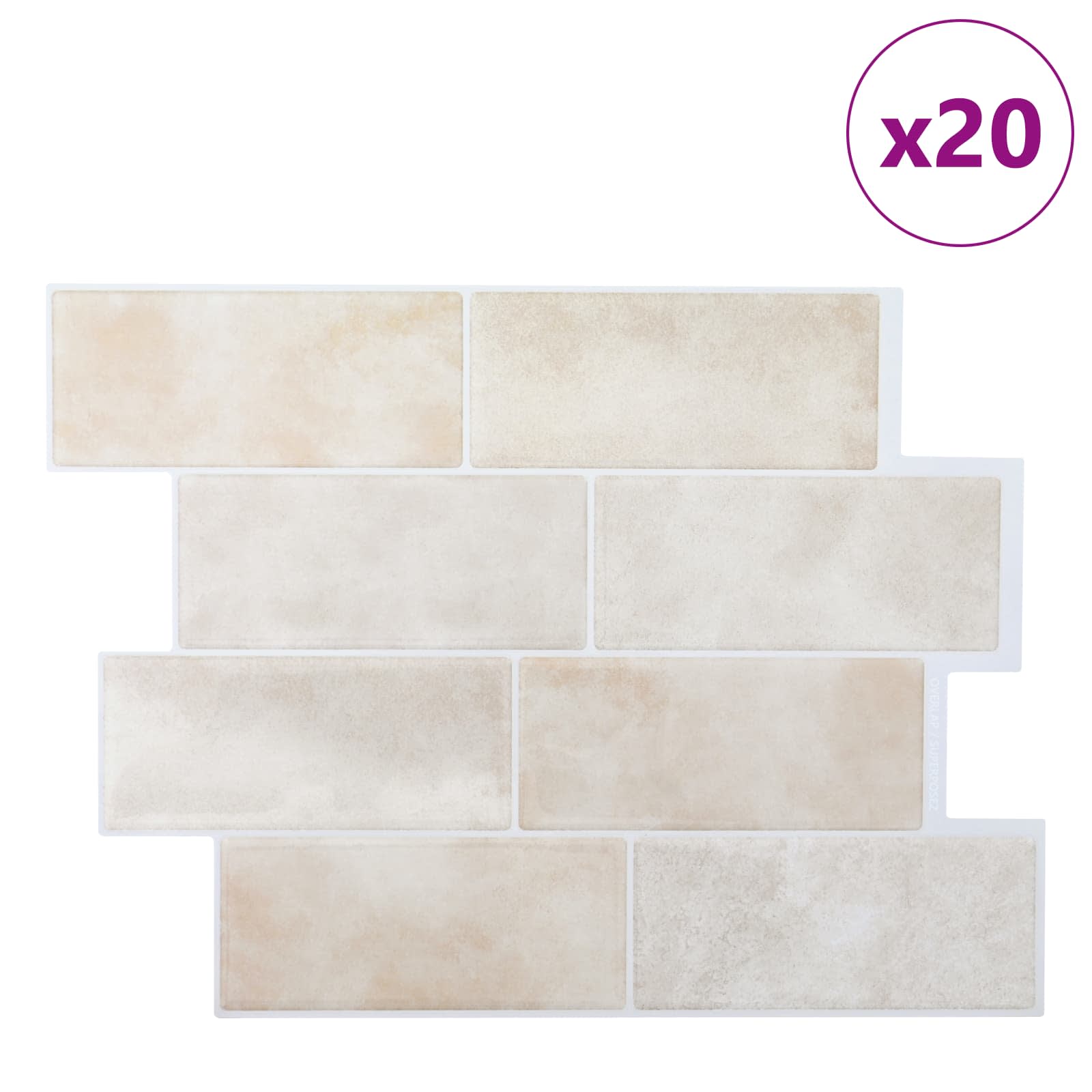 vidaXL Decorative Stickers 20 pcs Beige Marble 29 x 21 cm 2