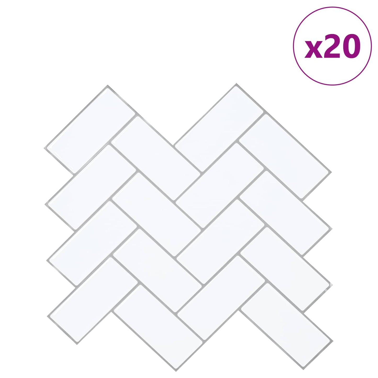 vidaXL Herringbone Tile 20 pcs White Grey 30 x 30 cm 2