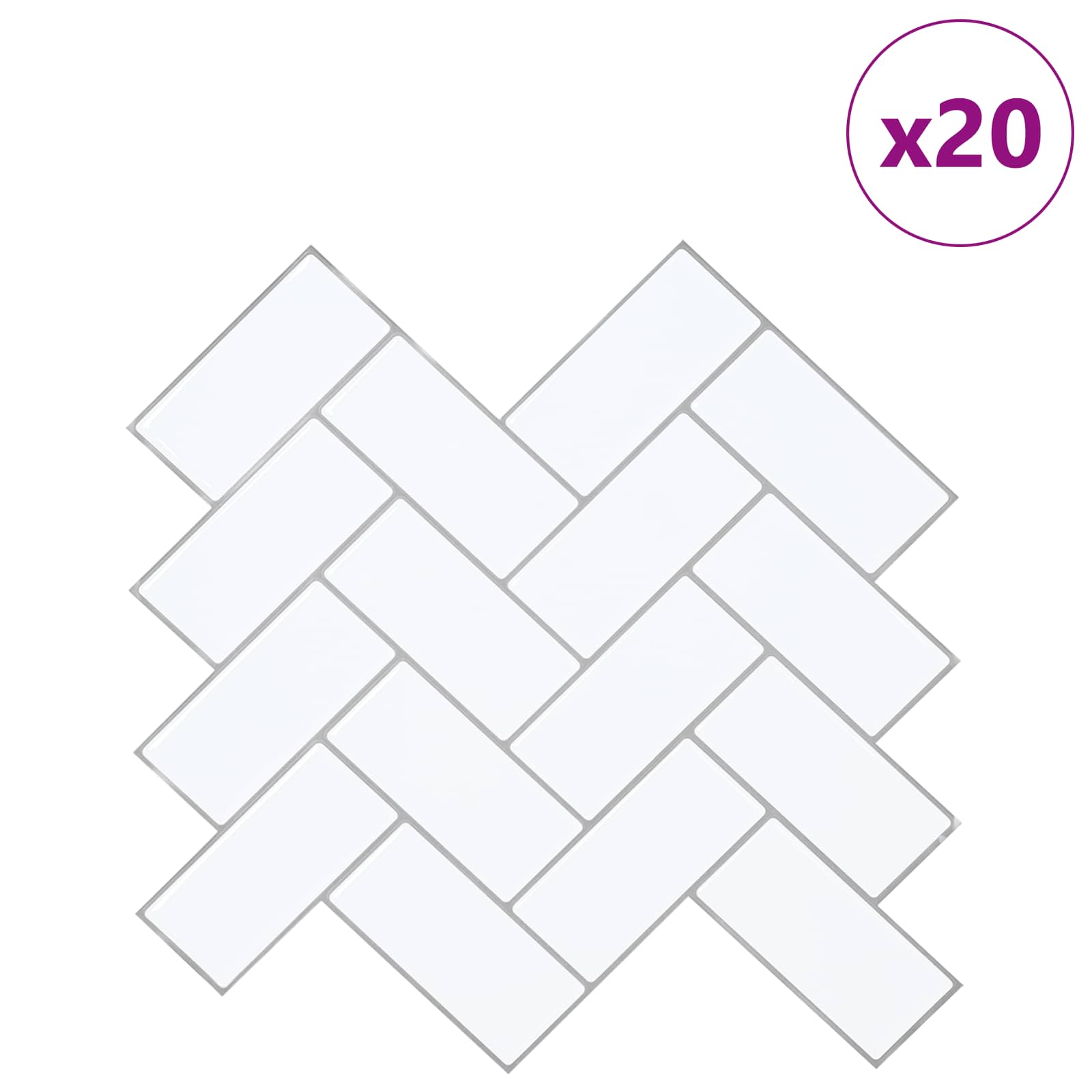 vidaXL Herringbone Tile 20 pcs White Grey 30 x 30 cm 2