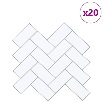 vidaXL Herringbone Tile 20 pcs White Grey 30 x 30 cm 2