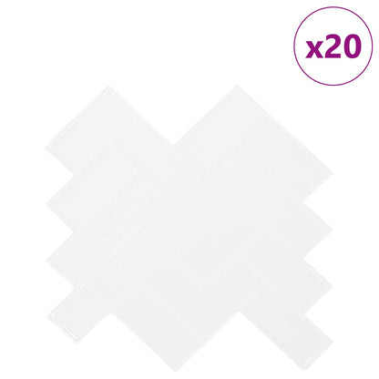 vidaXL Herringbone Tile 20 pcs White 30 x 30 cm Polyurethane and PET 2