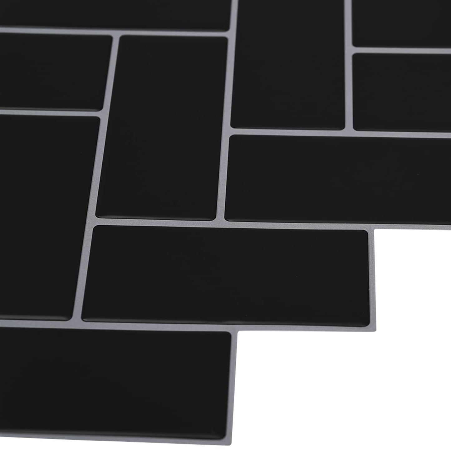 vidaXL Herringbone Tile 10 pcs Black 30 x 30 cm Polyurethane and PET 4