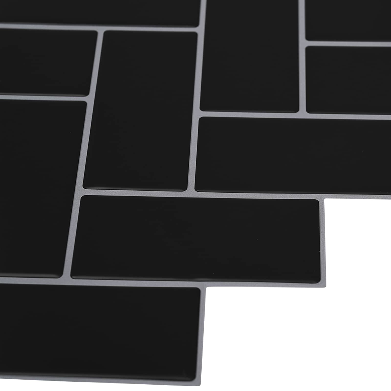 vidaXL Herringbone Tile 10 pcs Black 30 x 30 cm Polyurethane and PET 4