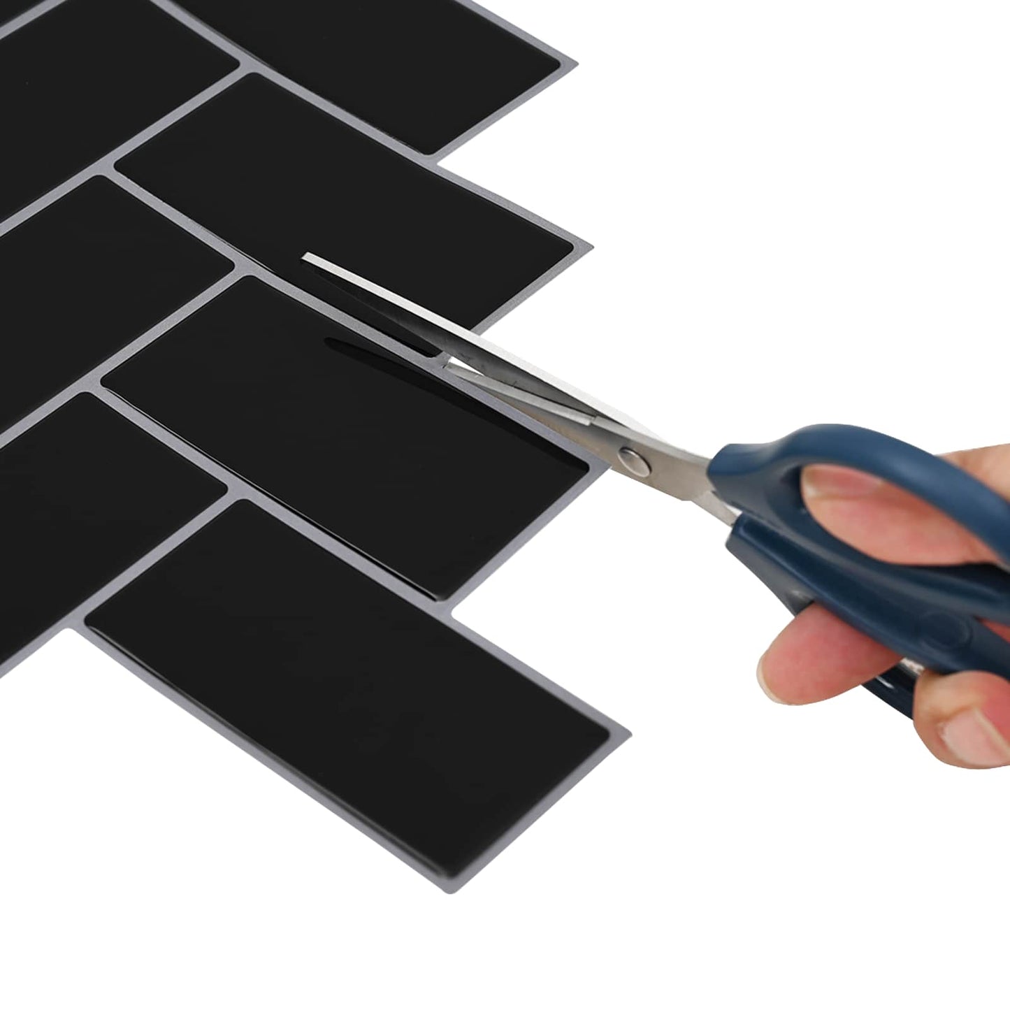 vidaXL Herringbone Tile 10 pcs Black 30 x 30 cm Polyurethane and PET 5
