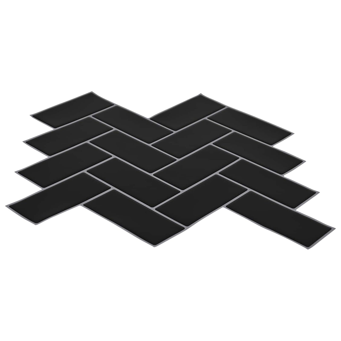 vidaXL Herringbone Tile 10 pcs Black 30 x 30 cm Polyurethane and PET 3