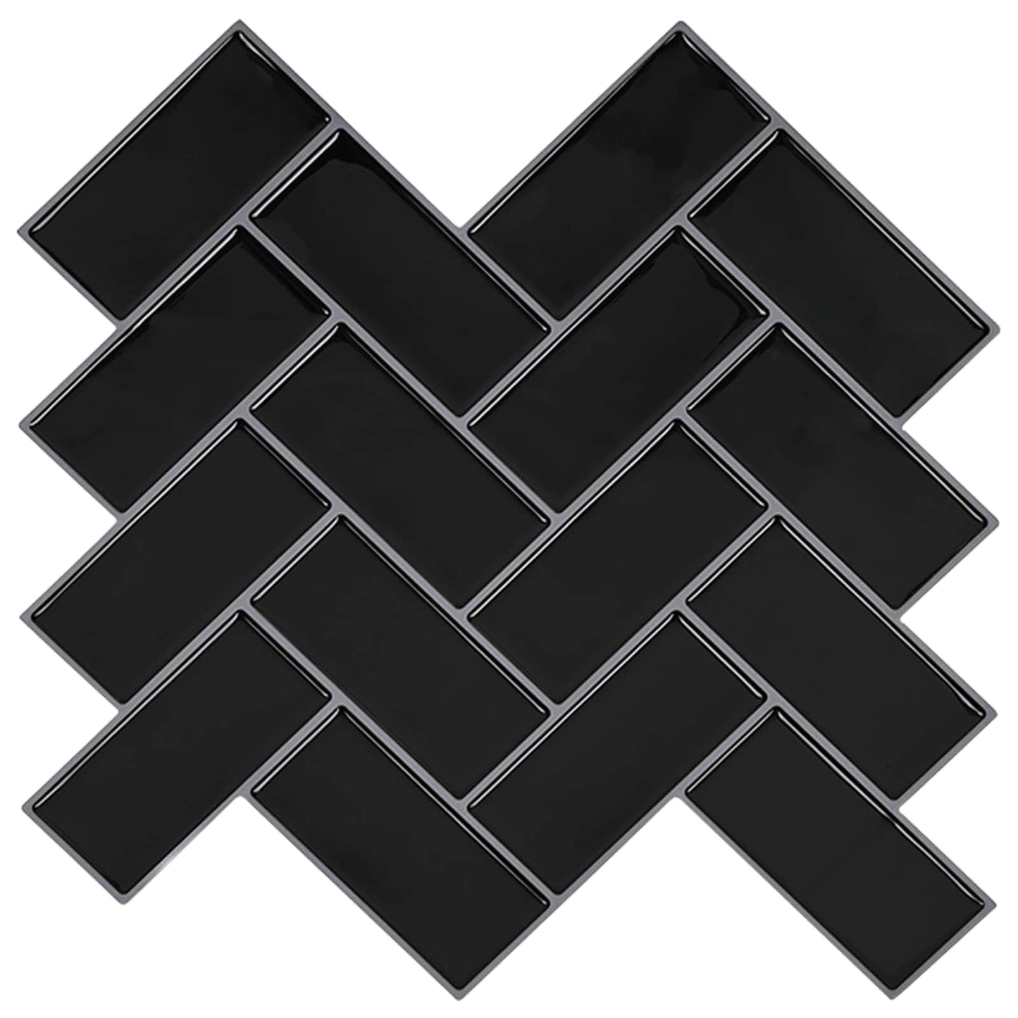 vidaXL Herringbone Tile 10 pcs Black 30 x 30 cm Polyurethane and PET 1