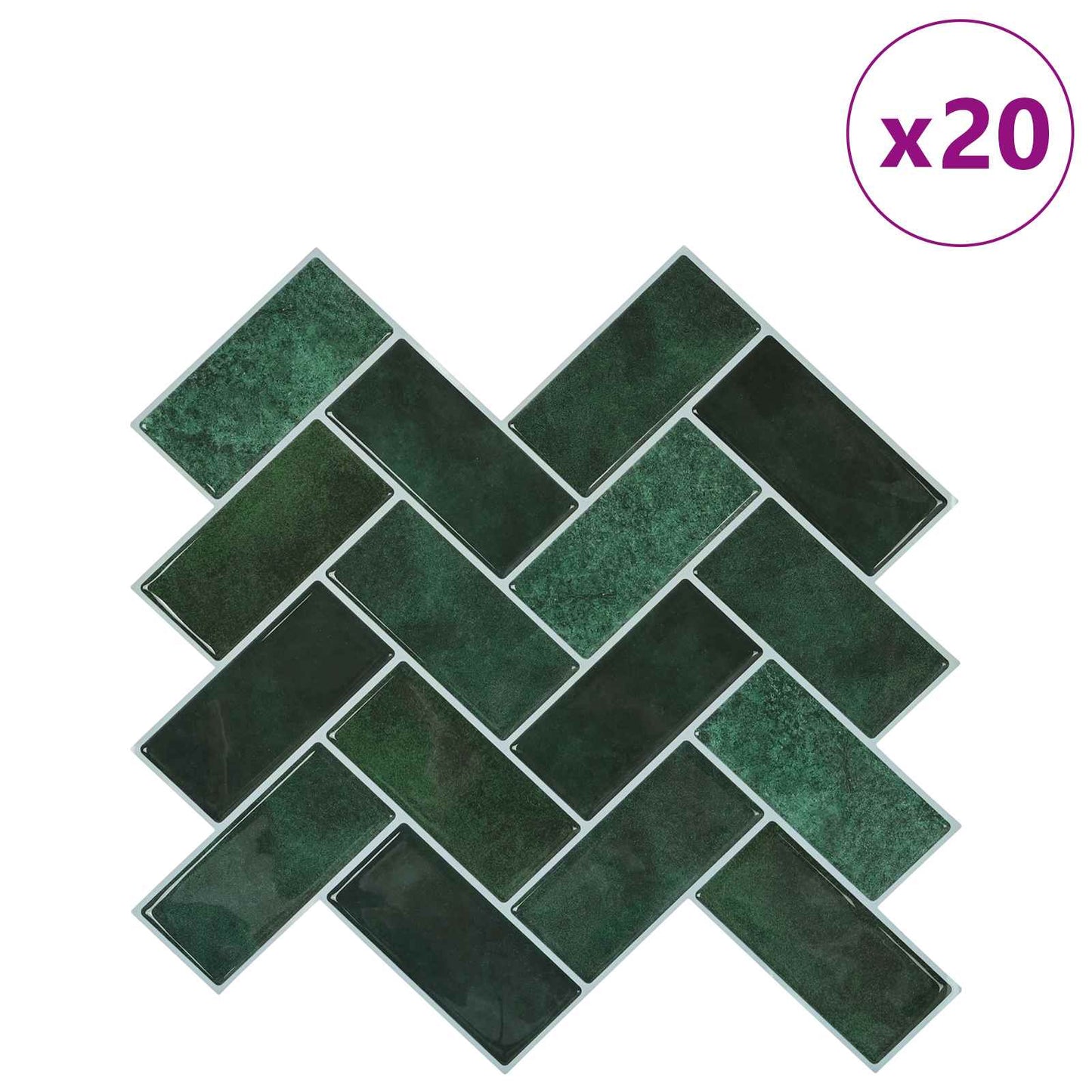 vidaXL Herringbone Tile 20 pcs Dark Green 30 x 30 cm 2