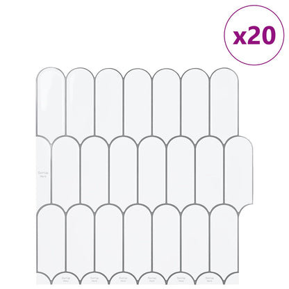 vidaXL Feather Tile 20 pcs White Grey 30 x 30 cm Polyurethane and PET 2