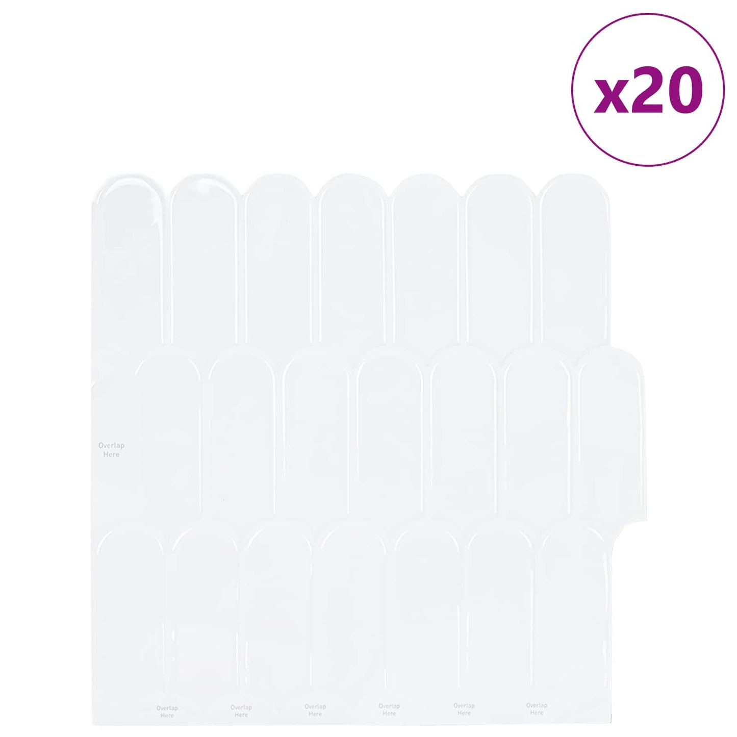 vidaXL Feather Tile 20 pcs White 30 x 30 cm Polyurethane and PET 2