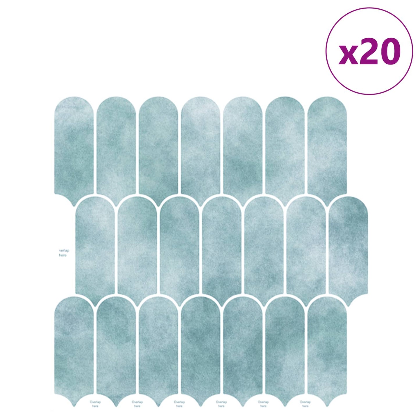 vidaXL Feather Tile 20 pcs Green 30 x 30 cm Polyurethane and PET 2