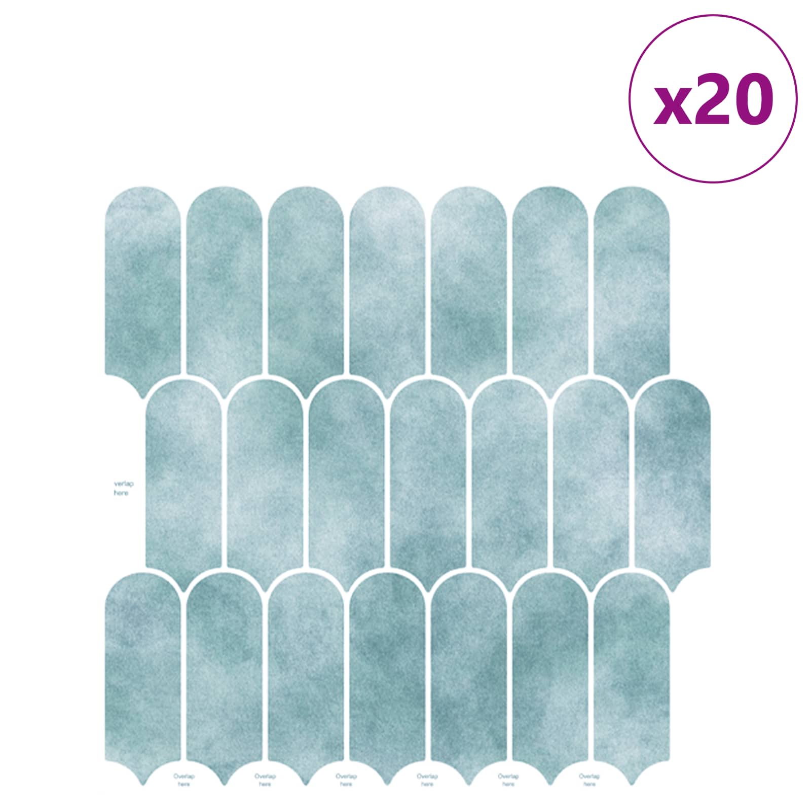 vidaXL Feather Tile 20 pcs Green 30 x 30 cm Polyurethane and PET 2