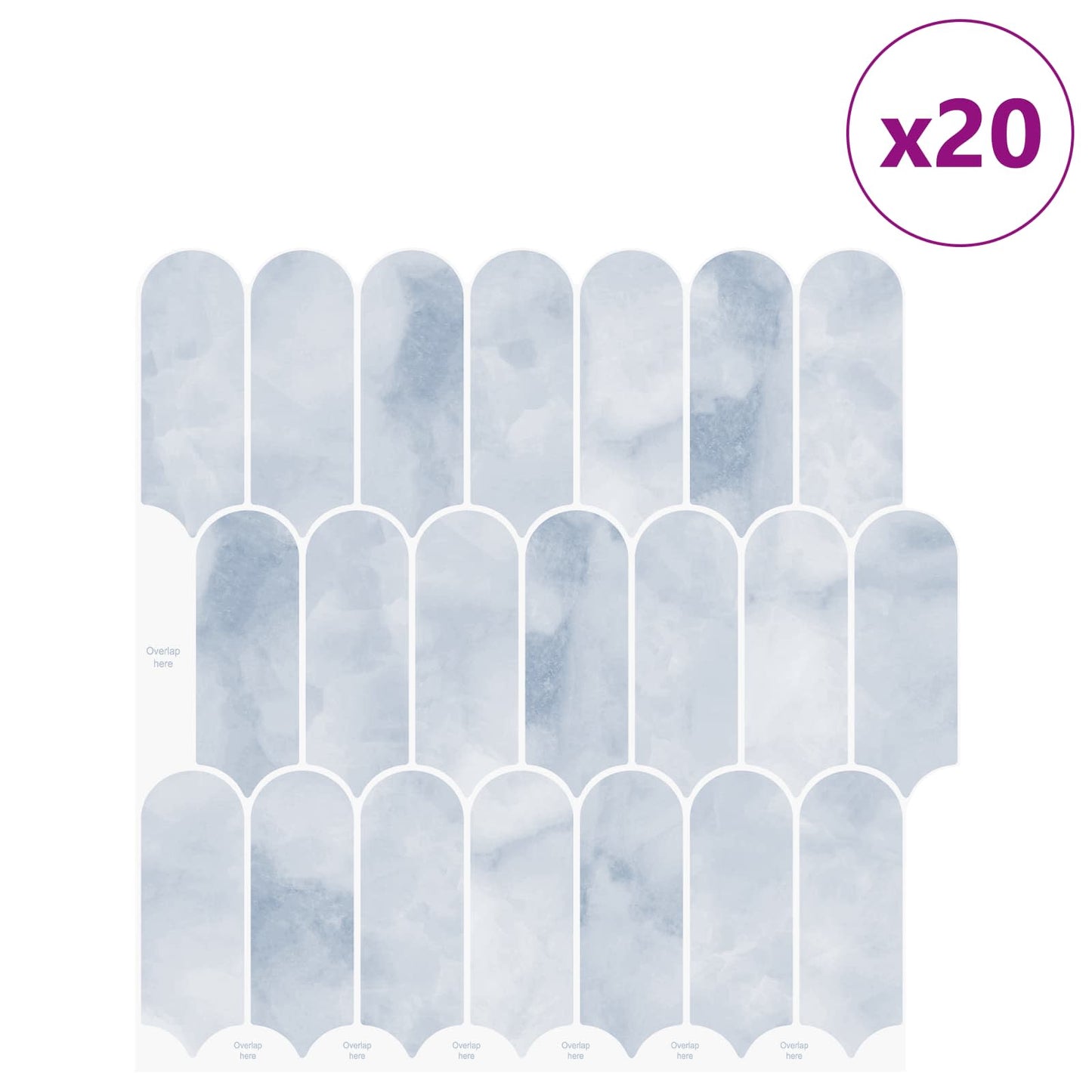 vidaXL Feather Tile 20 pcs Light Blue 30 x 30 cm Polyurethane and PET 2