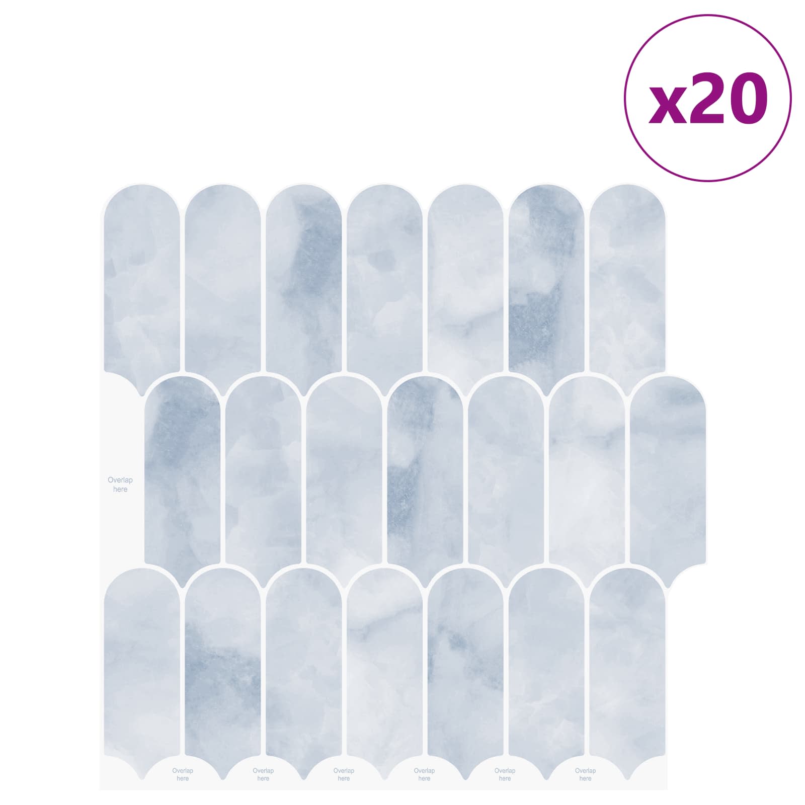 vidaXL Feather Tile 20 pcs Light Blue 30 x 30 cm Polyurethane and PET 2